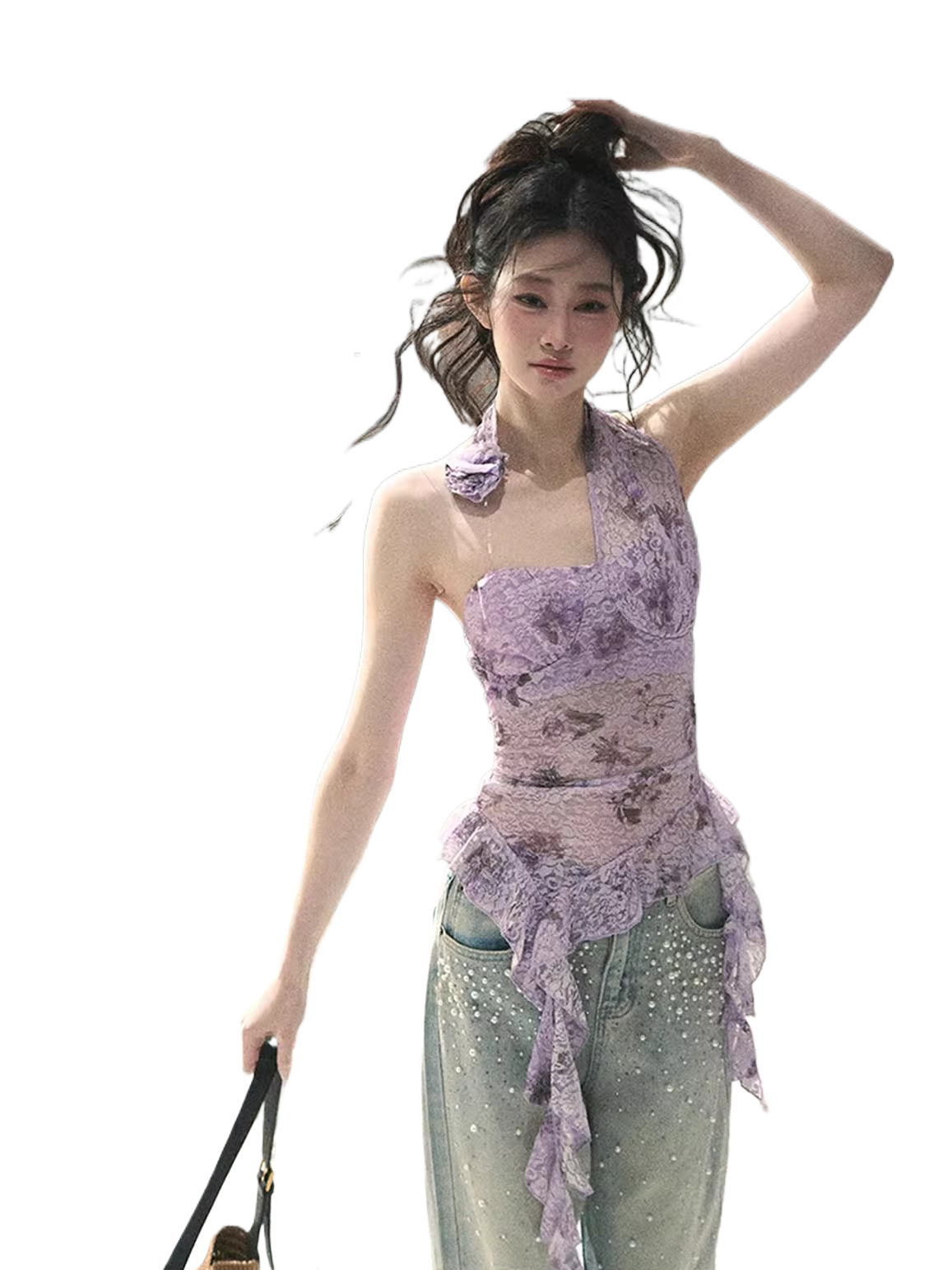 Bauhinia Bloom Asymmetric Halter Top