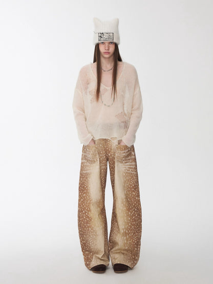 Cutout V-Neck Oversized Sweater