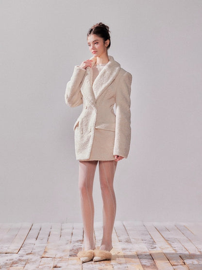 Cedar White Tea Shearling Belted Jacket