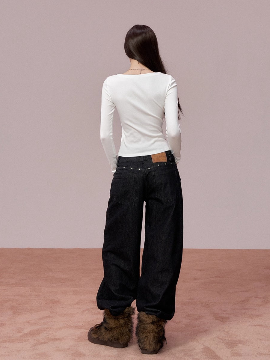 Embellished Fitted Long-Sleeve T-Shirt