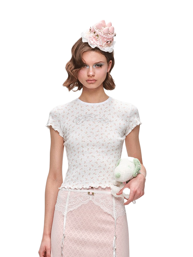 Rhinestone Logo Slim-Fit Baby Tee 1Jinn Studio