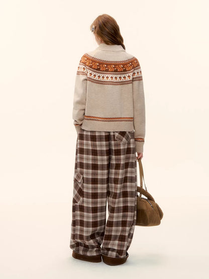 Zip-Up Wool-Blend Knit Cardigan