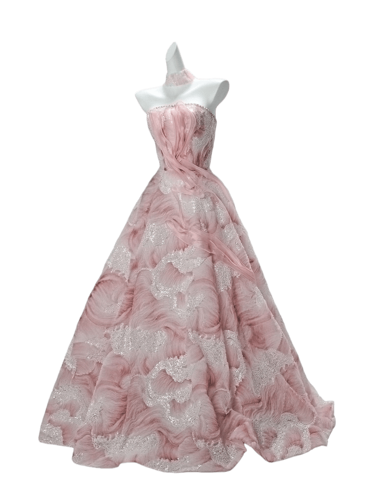 Exquisite Pink Handcrafted Couture Gown
