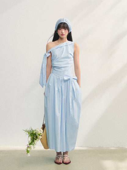 Off-the-Shoulder Bow Flower Bud Dress