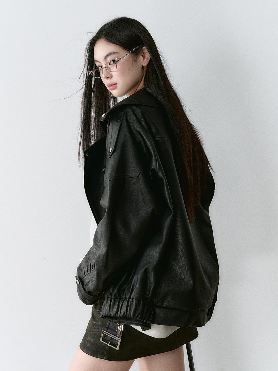 Oversized PU Leather Biker Jacket