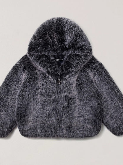 Cross Relic Oversized Faux Fur Hoodie