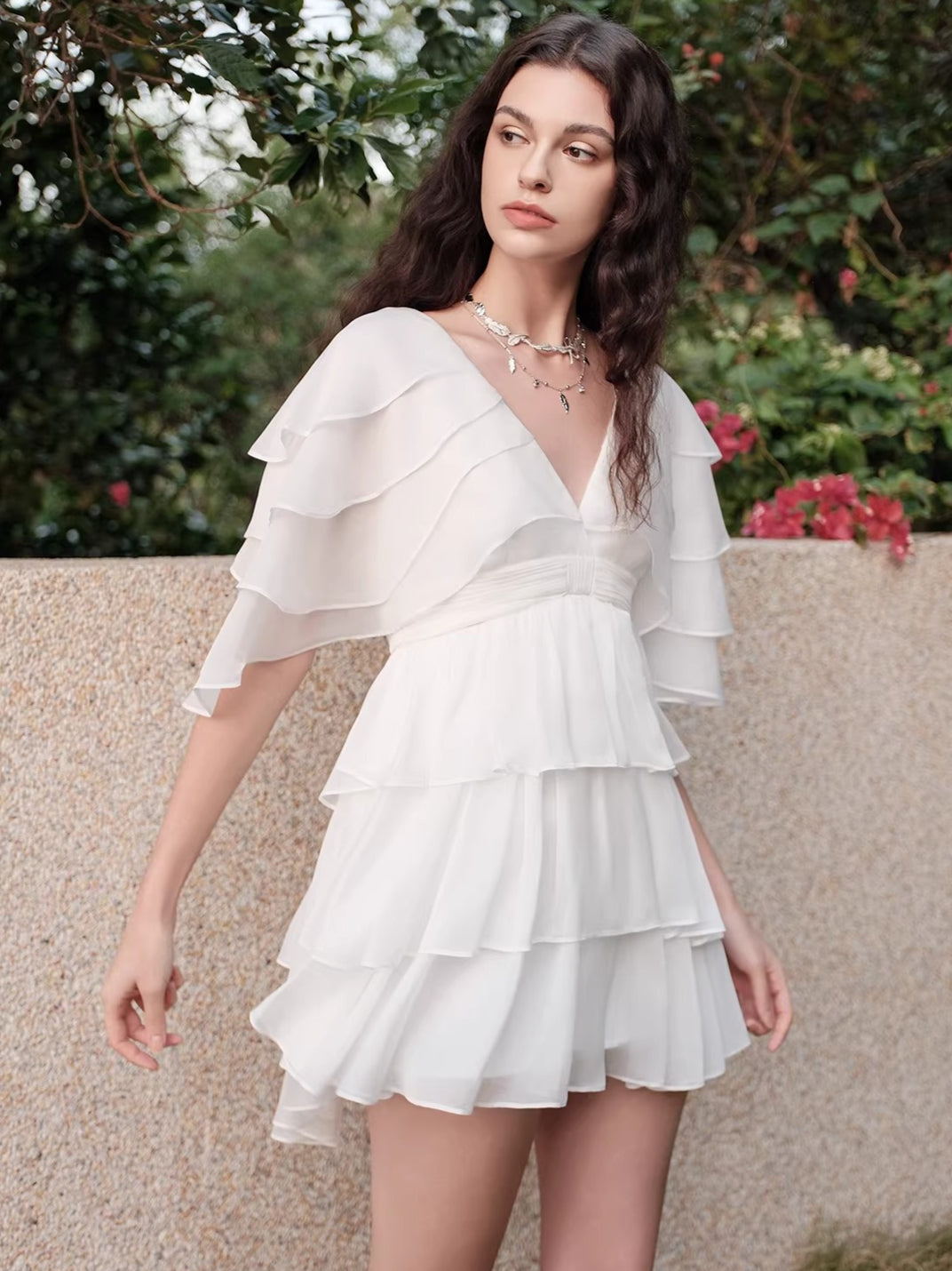 V-Neck Waist-Defined Midi Dress