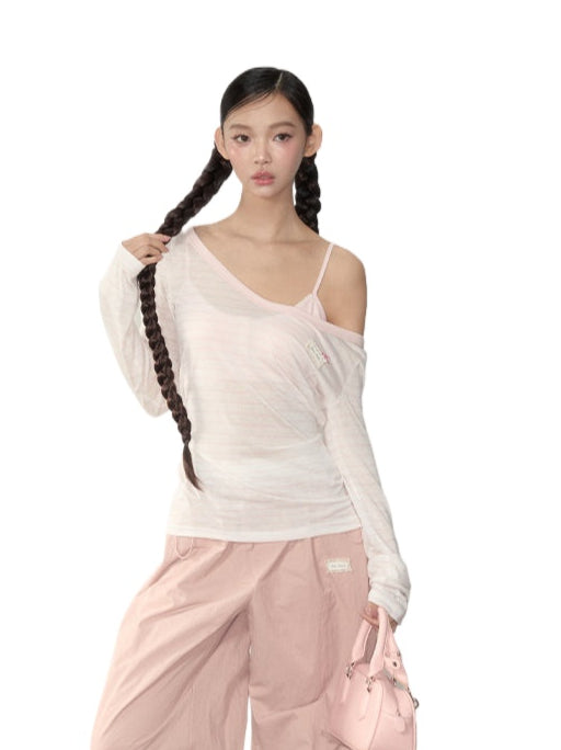 Blue &amp; Pink Striped Cover-Up &amp; Cami Set - CHINASQUAD
