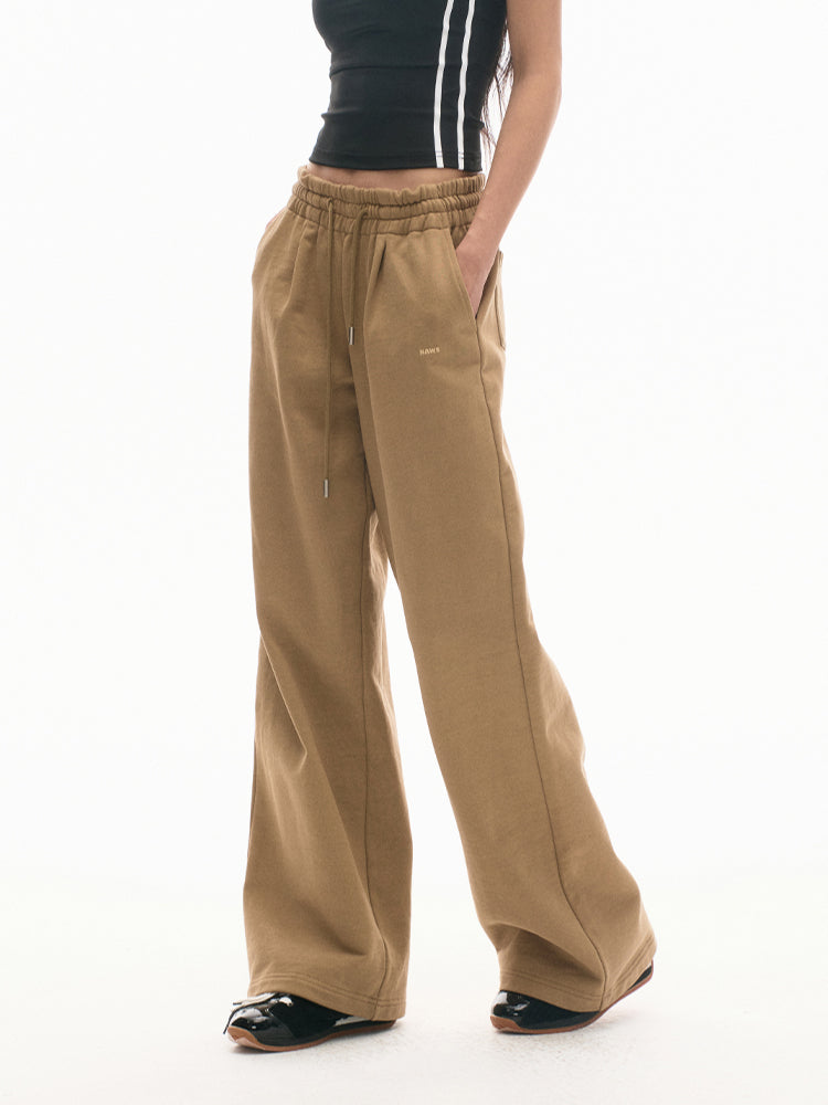 Retro Wide-Leg Elastic-Waist Pants