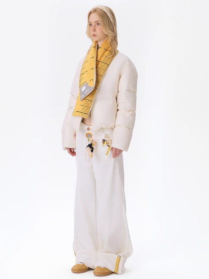 Tailor Bear Wide-Leg Denim Trousers