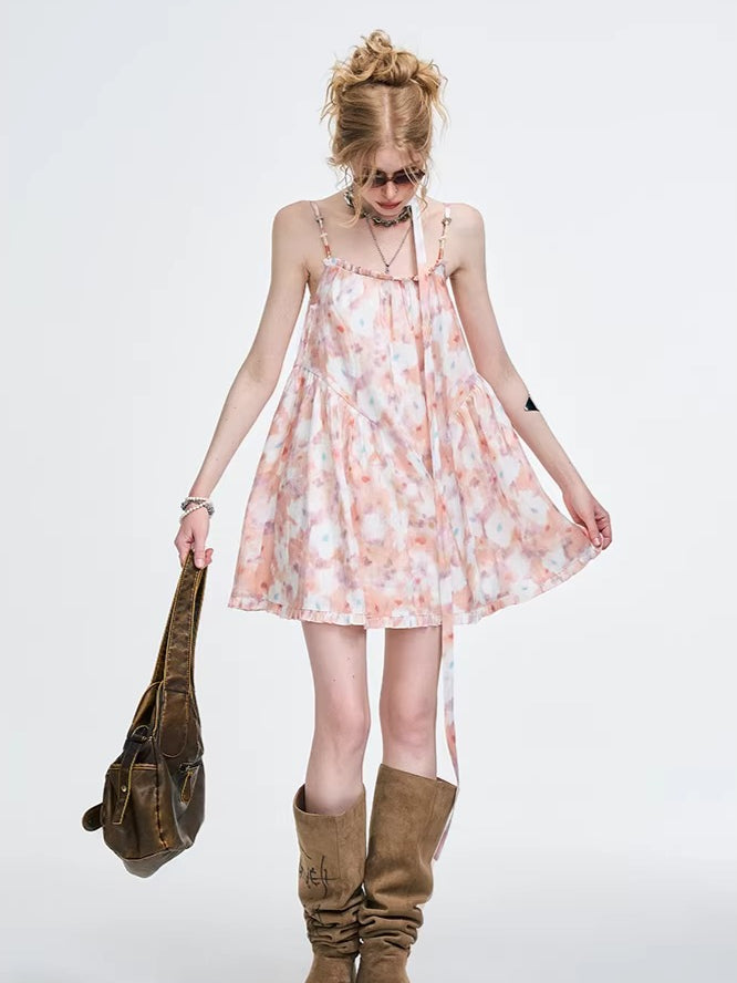 Pink Floral A-Line Camisole Dress