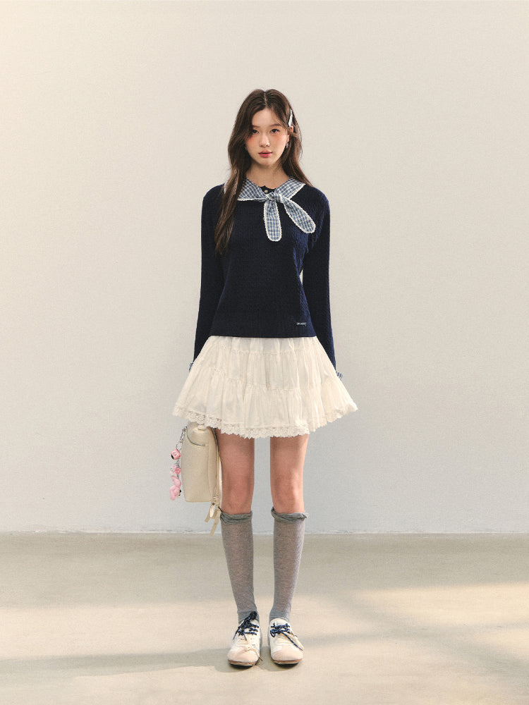 Cable Knit Checkered Sweater - CHINASQUAD