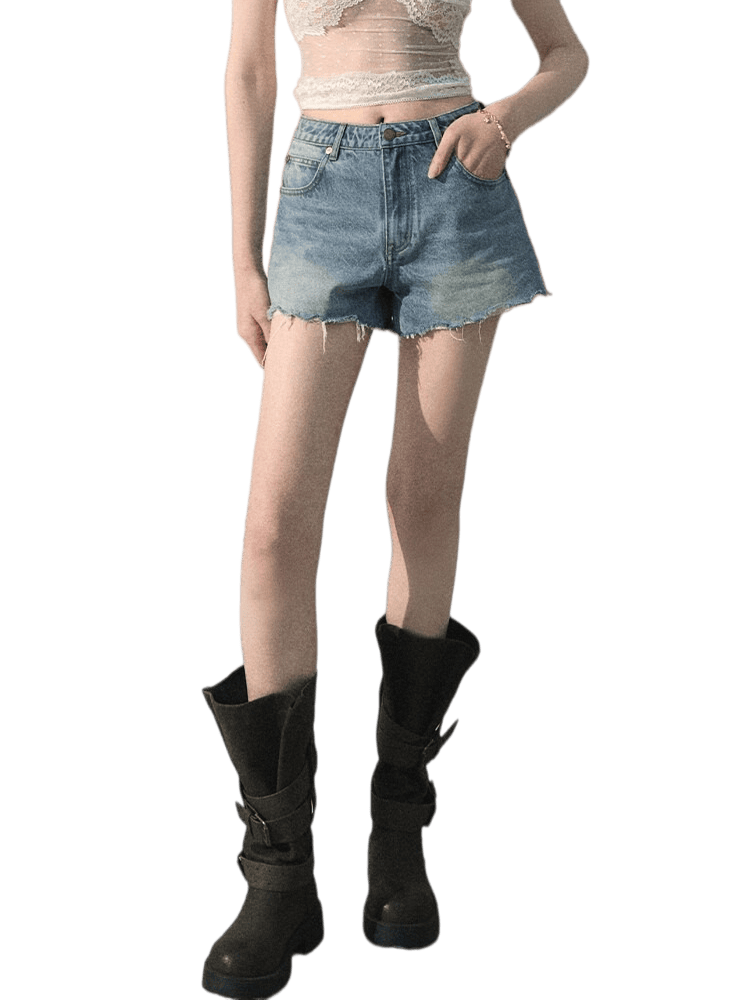 Faded Trace Vintage Distressed Denim Shorts