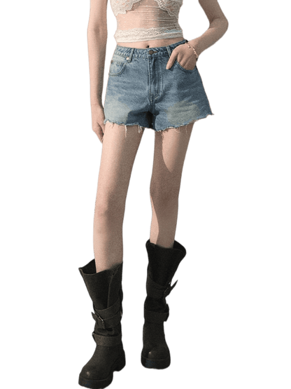 Faded Trace Vintage Distressed Denim Shorts