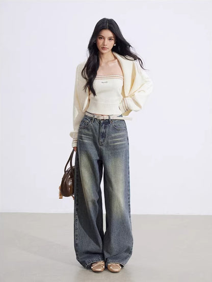 Contrast Batwing Knit 2-Piece Set