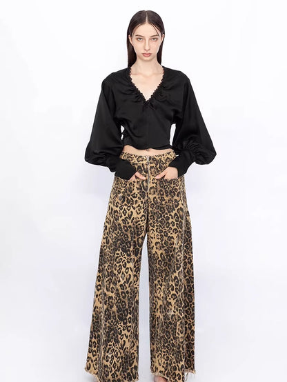 Convertible Ruched V-Neck Acetate Blouse