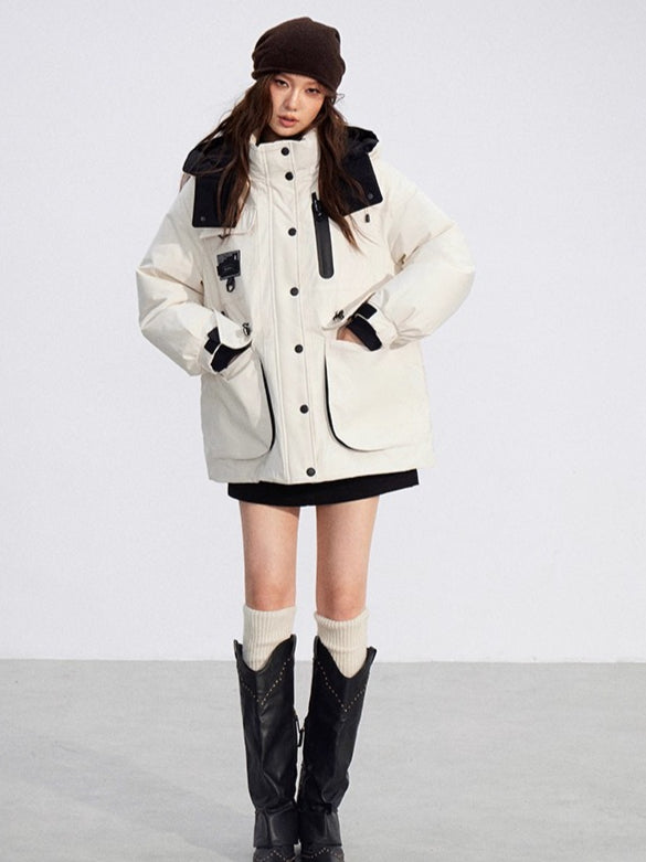Colorblock Down Parka Jacket