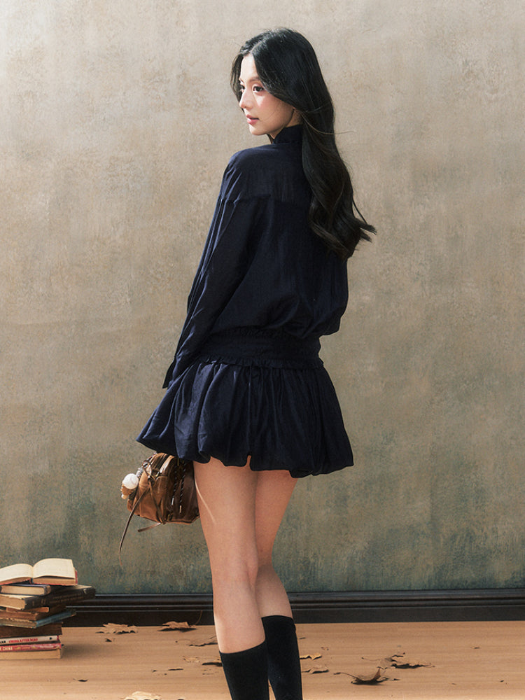 Dark Blue French Shirt Dress