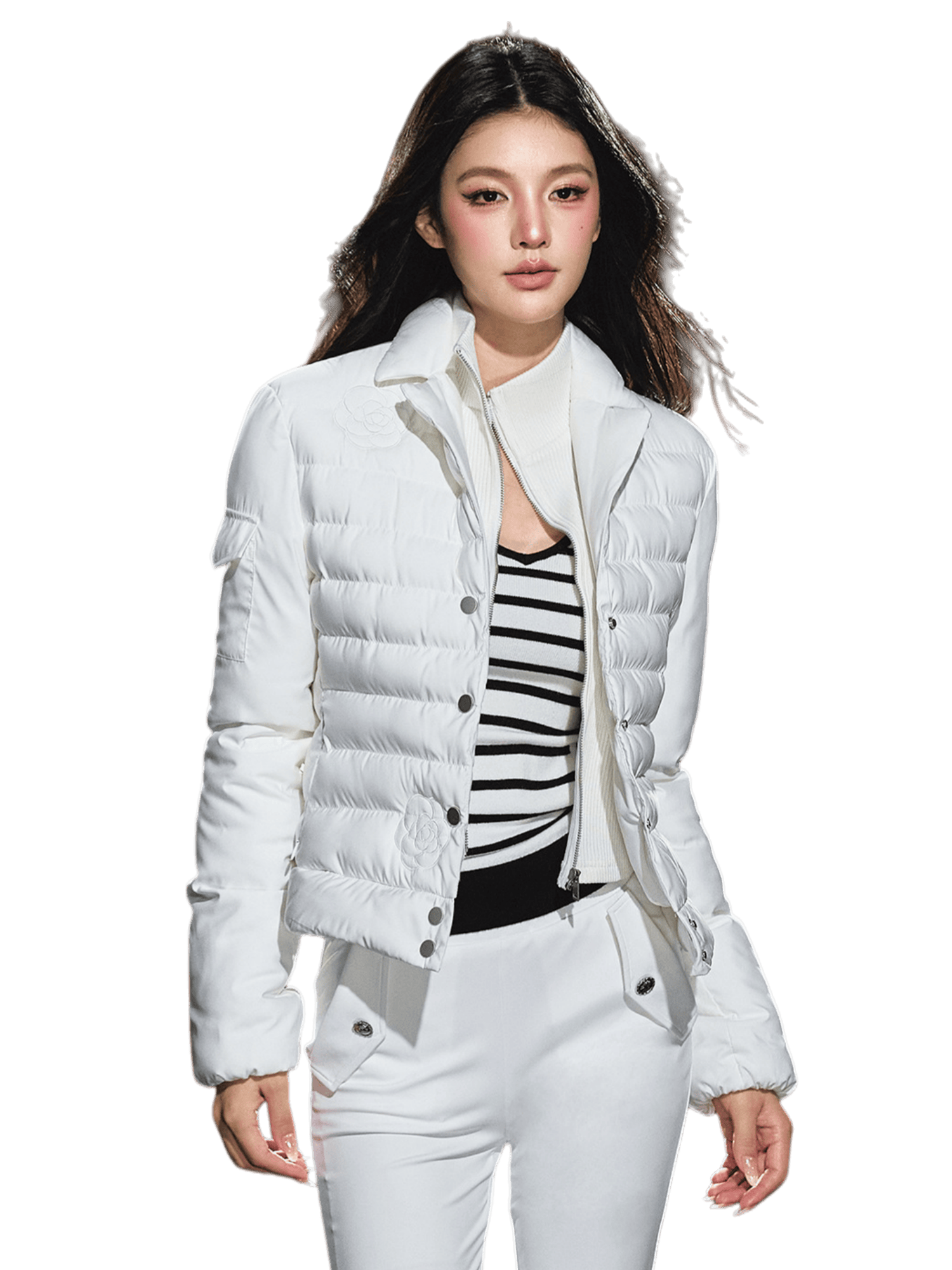 High-Neck Fitted Lightweight Down Jacket