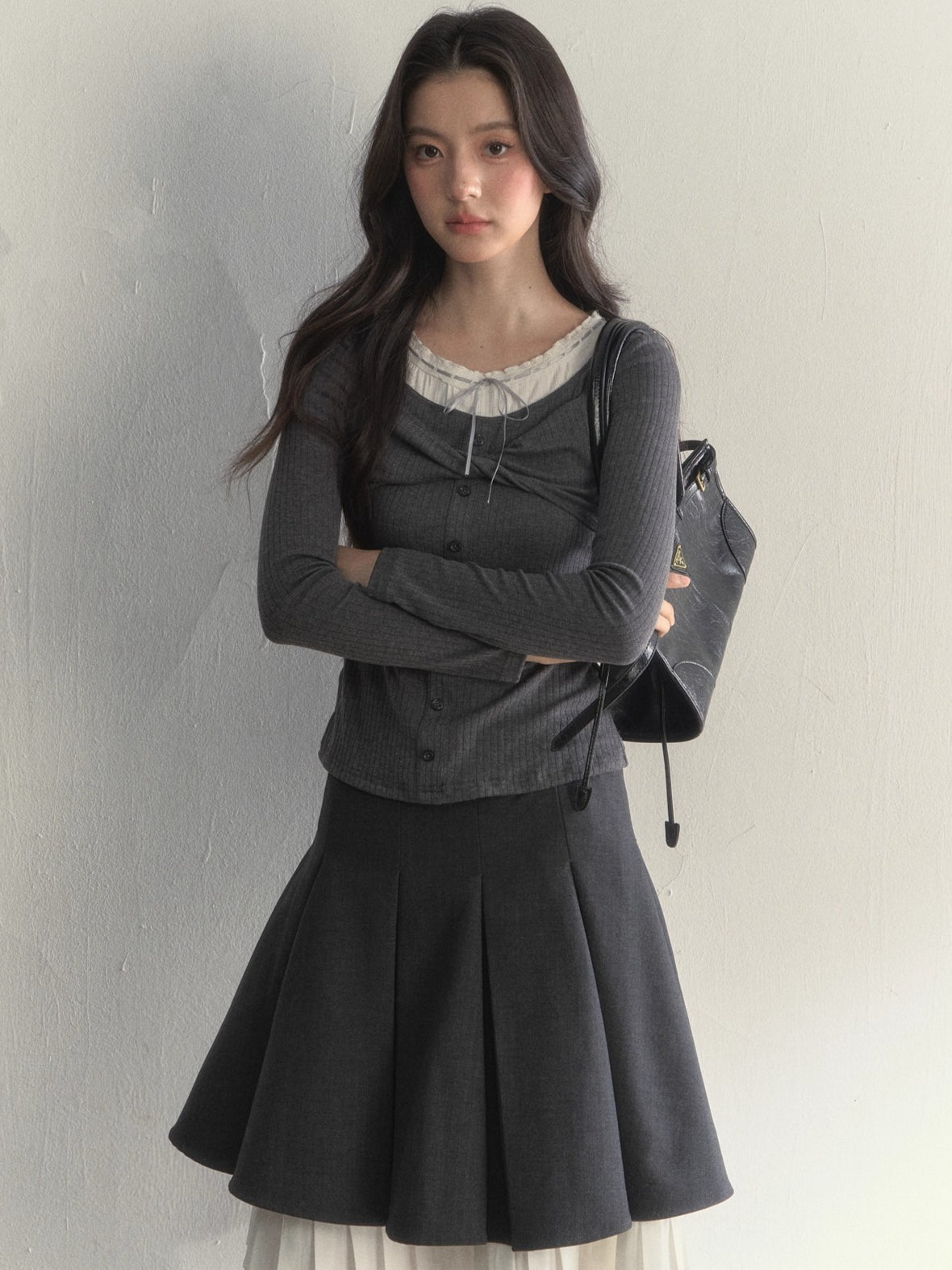 Bow-Tied Knit Long Sleeve T-Shirt