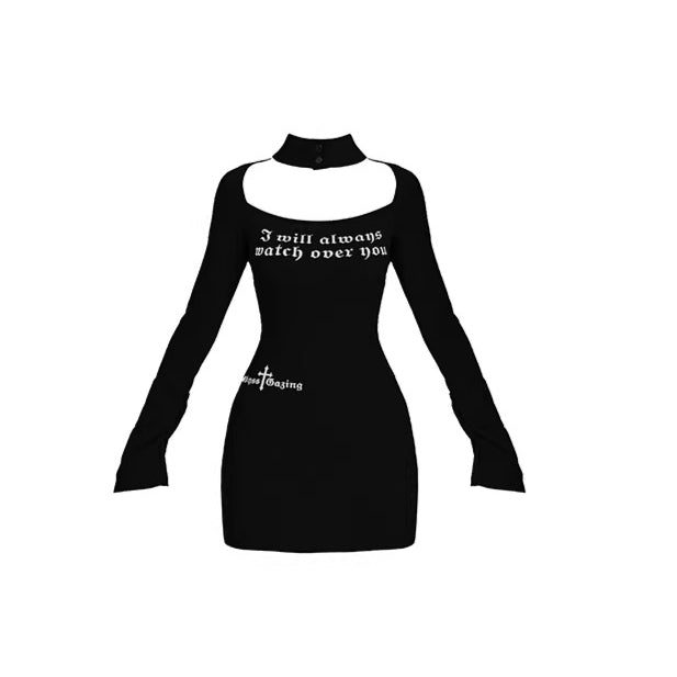 Square Neck Printed Bodycon Knit Dress