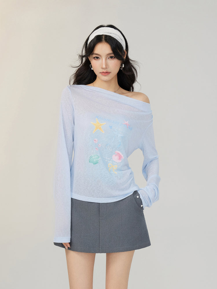 Pile Collar Lace Fake Two-piece Sunscreen T-shirt