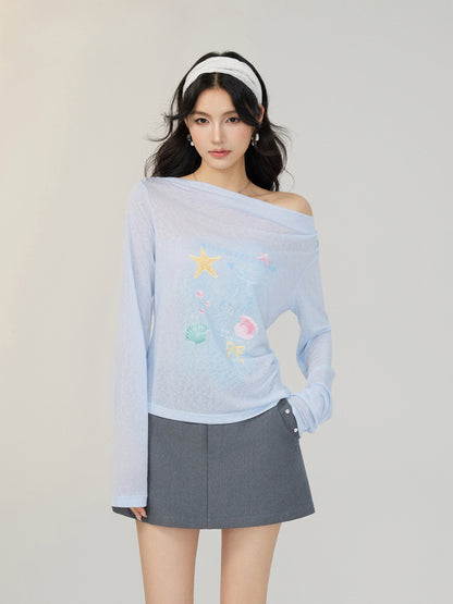 Pile Collar Lace Fake Two-piece Sunscreen T-shirt
