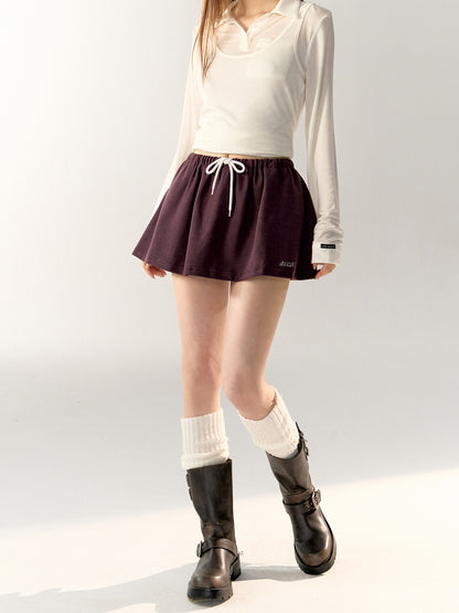 Sports Embroidered Polo Collar Jacket &amp; Shorts Set