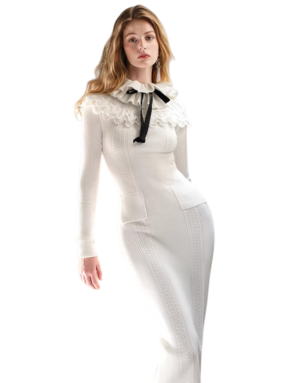 High-Neck Knit Maxi Dress