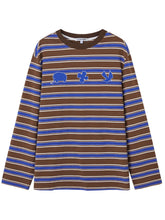 Color-Block Applique Embroidered Striped Long-Sleeve T-Shirt - CHINASQUAD