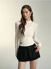 White & Khaki  2-in-1 Wool sweater - CHINASQUAD