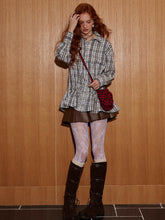 Plaid Panel Button-Down Long Shirt Dress - CHINASQUAD