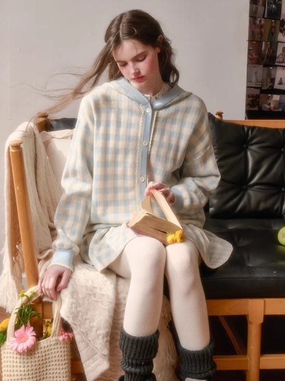 Plaid Contrast Jacket &amp; Pleated Skirt Set