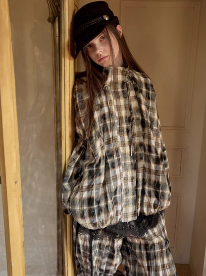 Crinkled-Waist Wide-Leg Cargo Pants