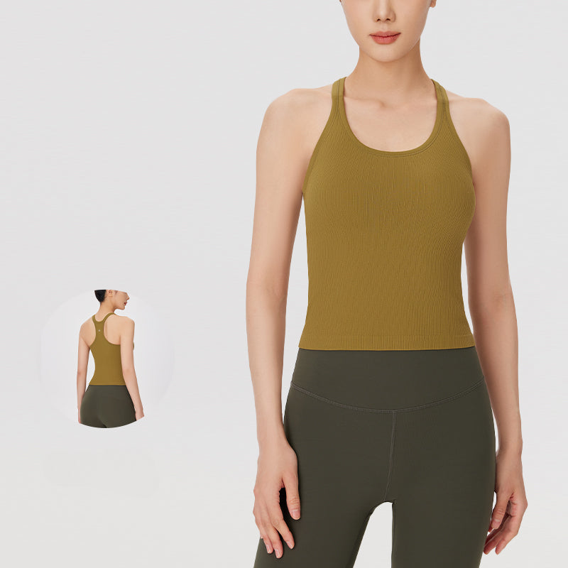 Sleeveless Padded Fitness Tank Top