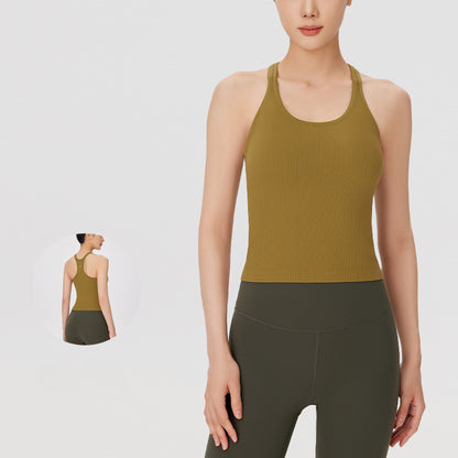 Sleeveless Padded Fitness Tank Top