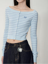 Striped Knit One-Shoulder Top - CHINASQUAD