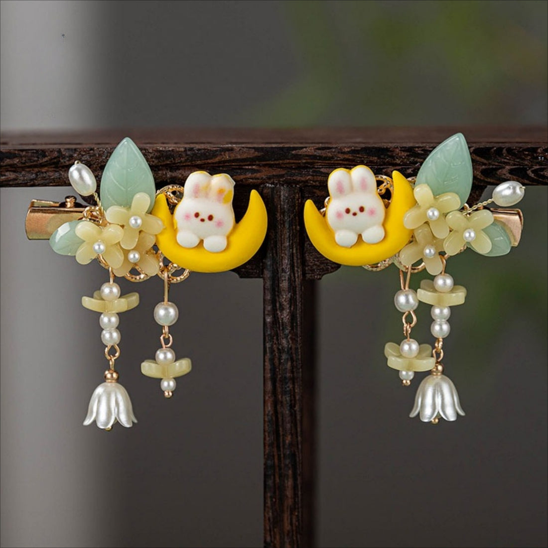 Osmanthus Rabbit Hair Clip Pair