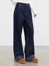 MacyMccoy Plaid Patchwork Wide-Leg Jeans - CHINASQUAD
