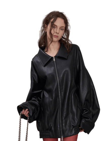 Layered Soft Leather Relaxed-Fit Jacket