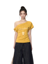 Pearl Waist - Cinching Off-Shoulder T-shirt - CHINASQUAD