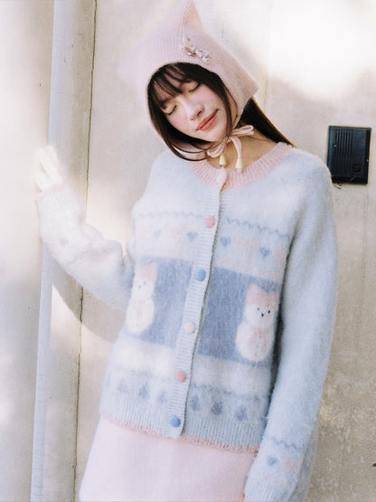 Hokkaido Snowman Knitted Cardigan