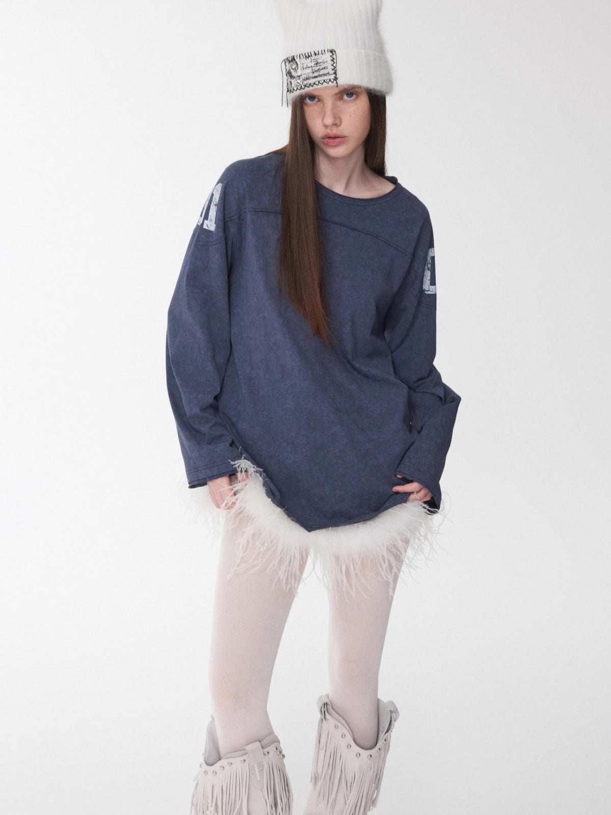 Crystal-Studded Long-Sleeve Tee