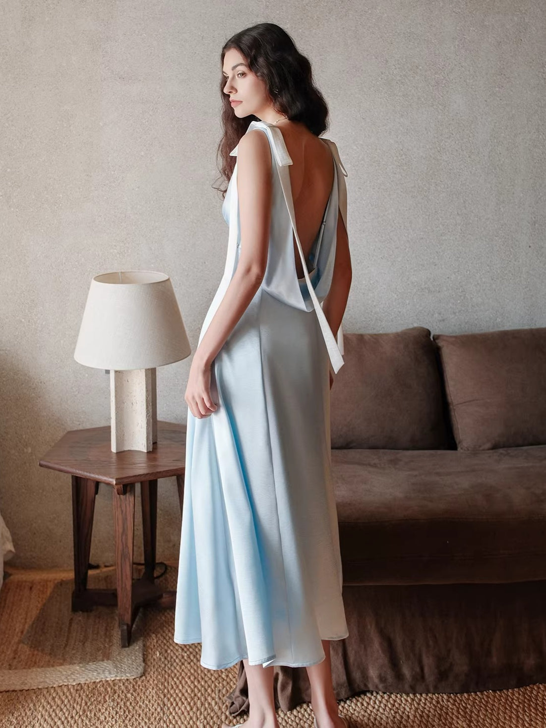 V-Neck Cutout High-Waist Maxi Dress