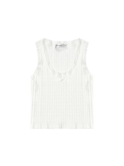 Lace Ruffle Bow Sling Vest
