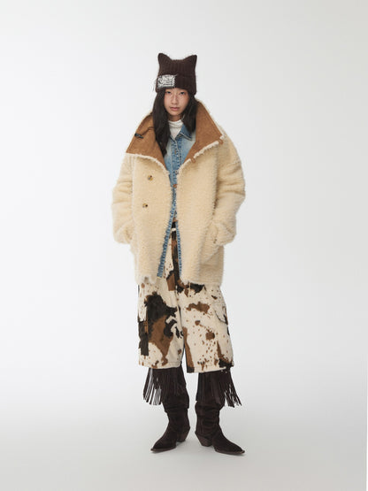 Toggle Collar Reversible Shearling Jacket