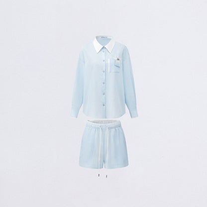 Layered Shirt and Shorts Two-Piece Set