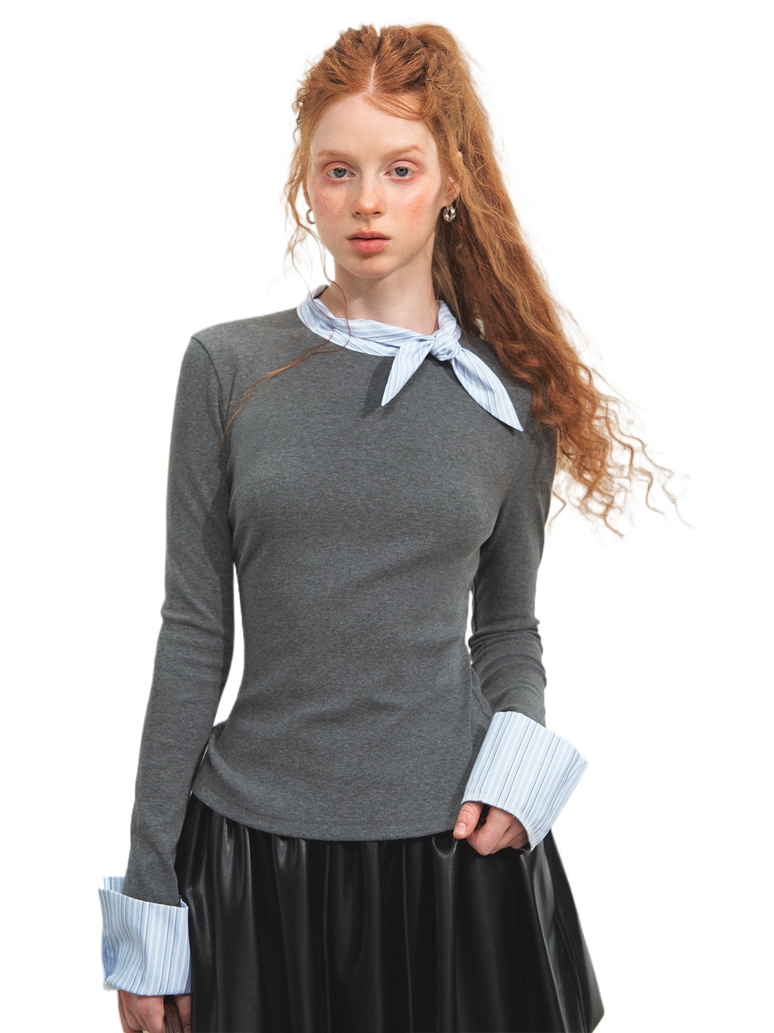 Bow-Tie Patchwork Slim Fit Base T-Shirt