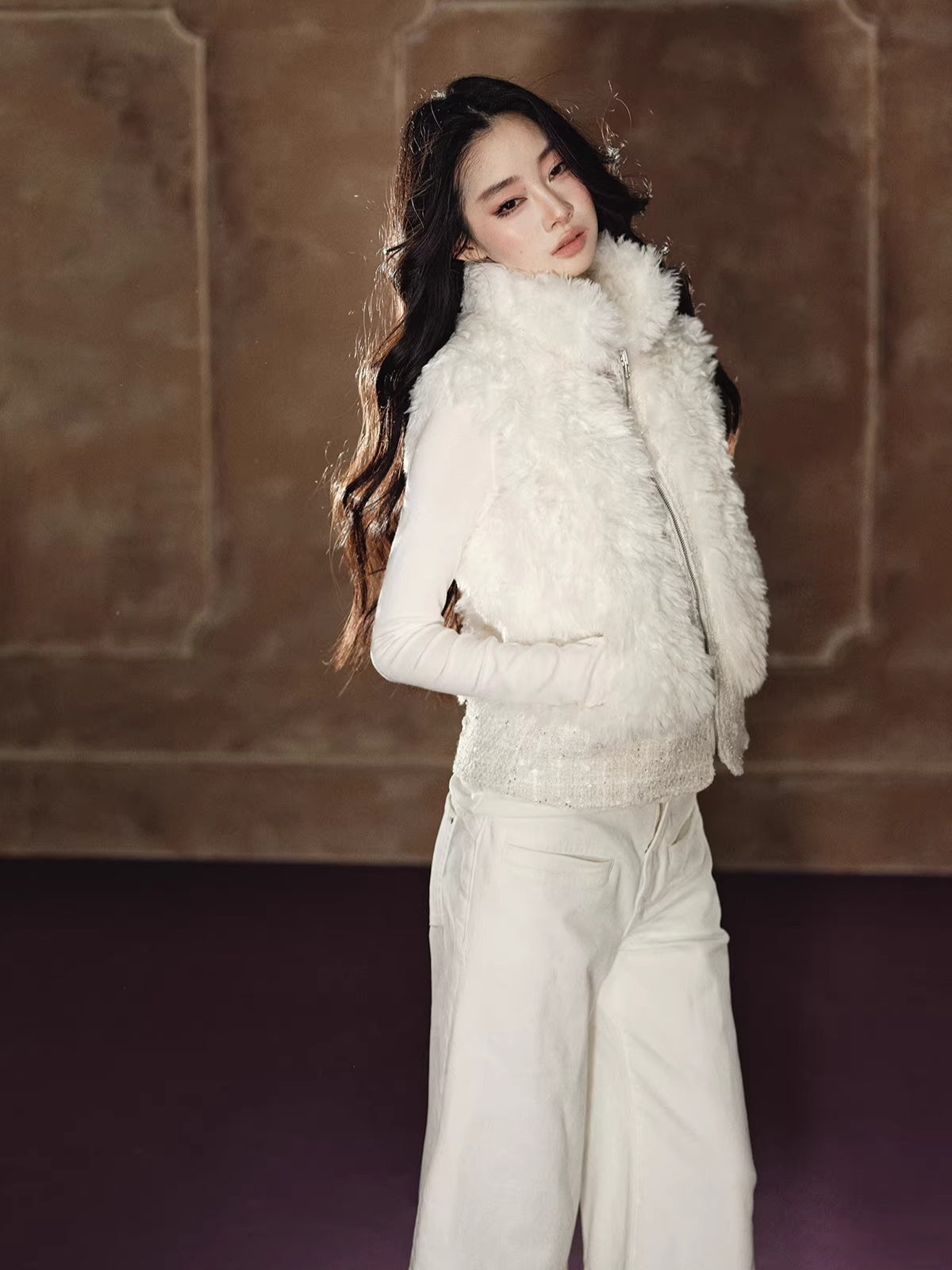 Heavyweight Beaded Wool-Blend Fleece Vest