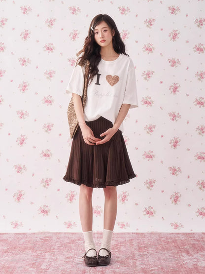 Rhinestone Deer Heart Relaxed Fit T-Shirt